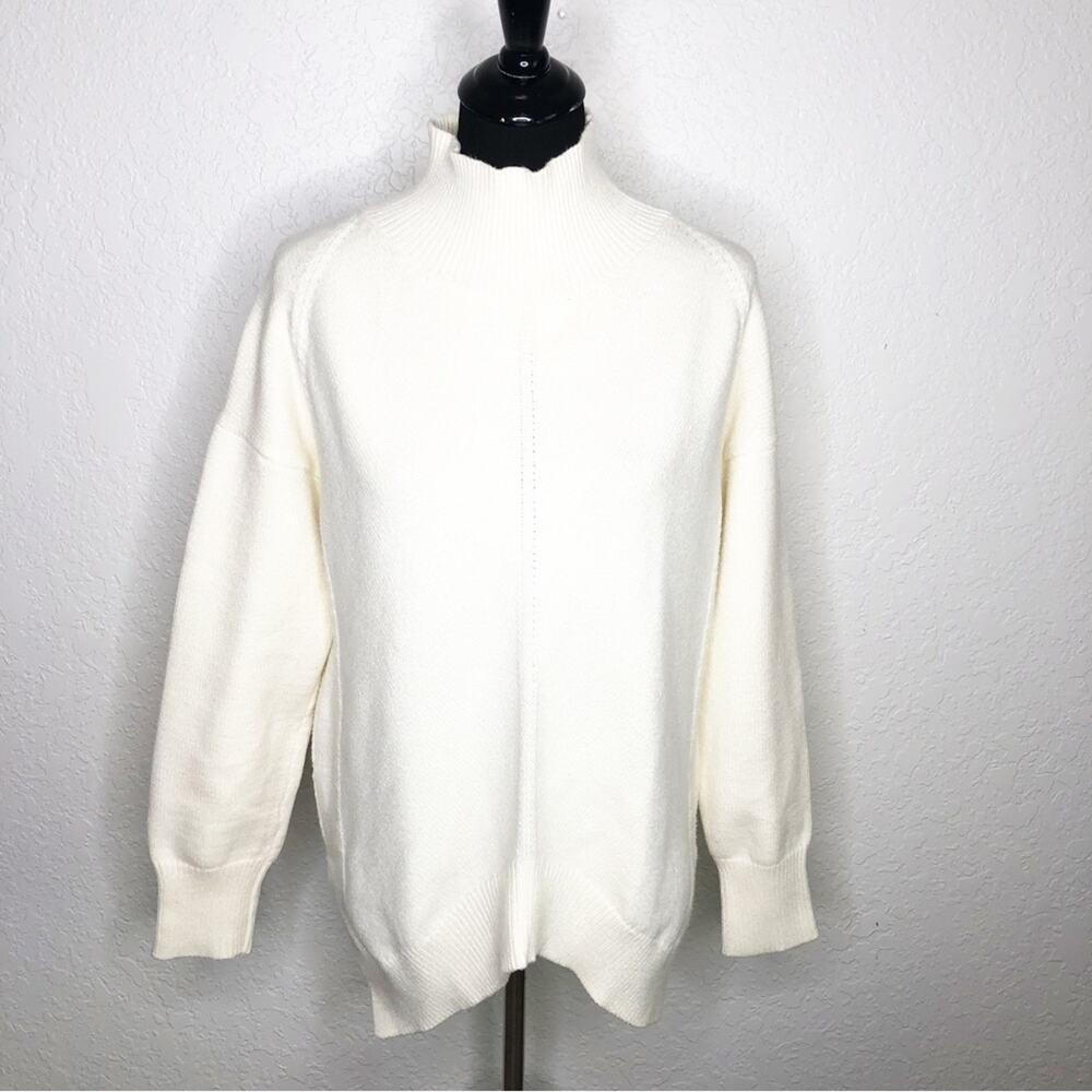 Anthropologie Maeve cream mock turtleneck sweater size Small